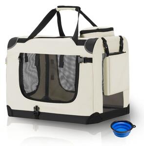 Skládací přepravní box pro psy, béžový, velikost S