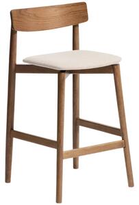 Kave Home Hnědá dřevěná barová židle Evera 67 cm s čalouněným sedákem a opěradlem