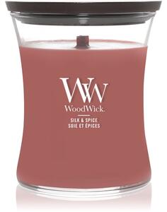 Woodwick Silk & Spice vonná svíčka s dřevěným knotem 275 g