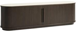 Unique Furniture Tmavý dubový TV stolek Enna 180 x 40 cm s keramickou deskou