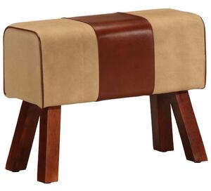 Lavice gymnastický kůň 58 cm hnědá pravá kůže a mangovník 320785