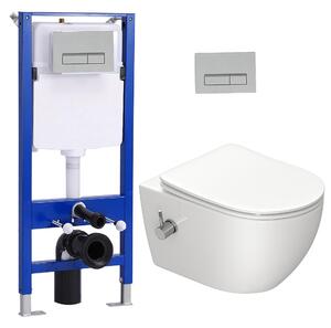 Pack WC předstěnová sestava + závěsný sprchový klozet Taharet WC + 114 cm skryté splachovadlo s obdélníkovou chromovanou deskou HOROW