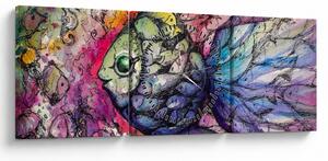 Obraz - Barevná rybička (s hodinami) (90x30 cm)