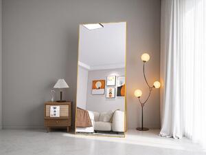 Obdélníkové kosmetické zrcadlo z tvrzeného skla, zlatý hliníkový rám, 1800x800 mm, moderní, elegantní design
