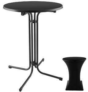 Tectake Stůl Eren skládací, s potahem 90x110cm - černá