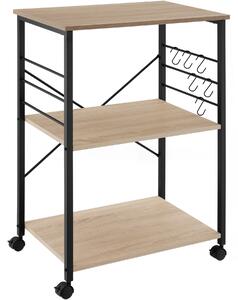 Tectake Servírovací vozík Rugby 65,5 x 45,5 x 88,5 cm - Industrial světlé dřevo, dub Sonoma