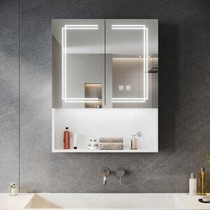 Dvoudveřová zrcadlová skříňka SONNI 60x75x13cm s dvojitým dotykovým spínačem Nastavitelná světlá a tmavá Tři barevné teploty s funkcí proti zamlžování