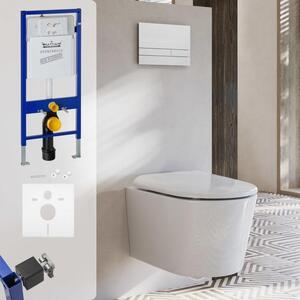 Kronenbach, závěsné WC s odsáváním, bez přítoku vody do mísy, kompletní set, design "wrapover"