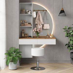 Toaletní stolek Vicco Melora Bílá/dub 100 cm se zrcadlem LED a stoličkou, Model 58450