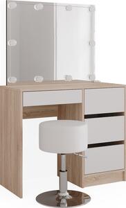 Toaletní stolek Vicco Sherry Sonoma 90 cm s osvětlením LED a stoličkou, Model 40833