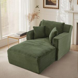 LVHOM Moderní sametové relaxační křeslo Chaiselongue s polštářem, pohodlná podlahová pohovka, nosnost až 150 kg, bez montáže, 166 x 100 x 82 cm, zelená