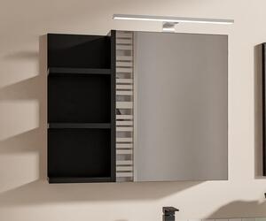HAJDUK FURNITURE Koupelnová zrcadlová skříňka 60x50 cm černá LED černé tělo 1 dveře bez úchytek police vlevo