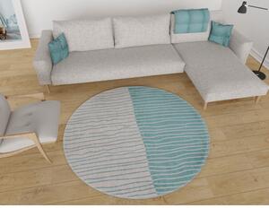 Pratelný kulatý koberec v krémovo-tyrkysové barvě ø 80 cm Yuvarlak – Vitaus
