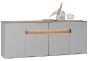 ŠIROKÁ KOMODA, sukový dub, barvy dubu, světle šedá, 205,6/80/42 cm Dieter Knoll