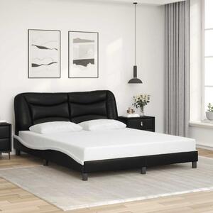Rám postele bez matrace Hvar černý a bílý 160 x 200 cm umělá kůže 3208014