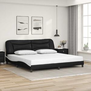 Rám postele bez matrace Hvar černý a bílý 200 x 200 cm umělá kůže 3208028