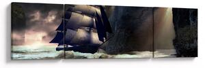 Obraz - Loď mezi útesy (170x50 cm)