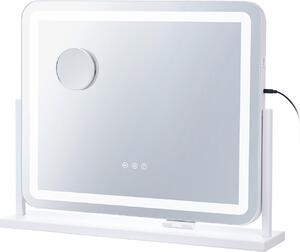 SucceBuy kosmetické zrcátko s osvětlením - 21,7 x 17,7 palce, bílé. Tři barevné režimy osvětlení, 5násobné zvětšení, připojení USB a inteligentní dotykové ovládání. otáčení o 360° pro dokonalý výhled