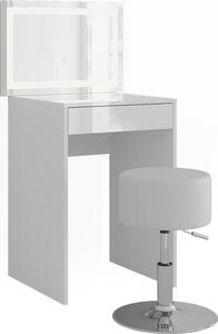 Toaletní stolek Vicco Sherry Bílá/bílý vysoký lesk 51.4 cm s LED zrcadlem a stoličkou, Model 57673