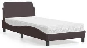 Postel s matrací Dover tmavě hnědá 80 x 200 cm textil 3208287