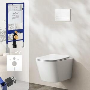 Kronenbach, závěsné WC, kompaktní provedení, bez splachovacího okraje, kompletní sada, úzký design