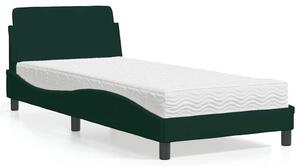Postel s matrací Dover tmavě zelená 80 x 200 cm samet 3208294