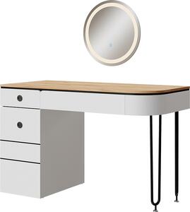 Toaletní stolek Vicco Mia Bílé/přírodní dřevo 120 cm s LED zrcadlem, Model 54280