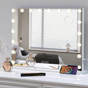Hollywoodské kosmetické zrcátko s 18 LED světly, osvětlené toaletní zrcátko s nabíjením přes USB