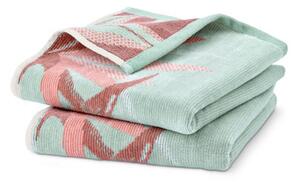 Velurové ručníky s tropickým vzorem, tyrkysové, 2 ks