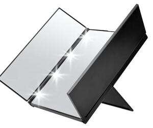 Verk 27635 Skládací kosmetické zrcátko se stojánkem a LED osvětlením, černé