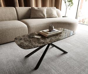 DELIFE Konferenční stolek Edge Boot 100x50 cm keramika Laminam® Emperador Extra Lucidato tmavě hnědá Sarity kov černá