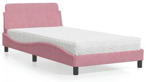 Postel s matrací Dover růžová 100 x 200 cm samet 3208356
