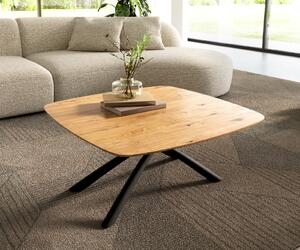 DELIFE Konferenční stolek Edge Boot 90x90 cm dub přírodní švýcarská hrana Sarity kov černá