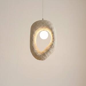 Opviq Závěsné světlo Zoga, ecru, 50 x 30 cm, sklolaminát, E27, stmívatelný, Krémová / jantar, Obývací pokoj / jídelna, Plast, Moderní