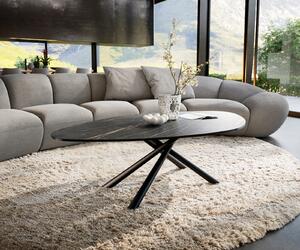 DELIFE Konferenční stolek Edge organický 140x76 cm keramika Laminam® Noir Desir hnědá Sarity kov černá