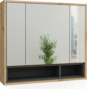 Koupelnová zrcadlová skříňka Vicco Beatrice Dub Artisan/antracit 80 x 72 cm, Model 40161
