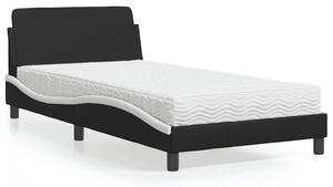 Postel s matrací Dover černá a bílá 100 x 200 cm umělá kůže 3208362