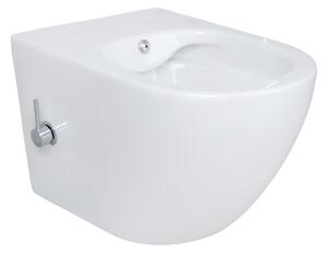 Závěsné WC bez ráfku Belvit, snadné čištění, WC s integrovaným bidetem, teplá a studená voda, WC bez poklopu, keramická sprcha, bílá barva