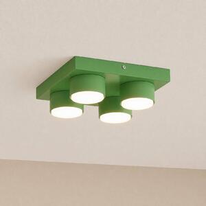 TK Lighting Stropní světlo Brix, zelené, délka 23 cm, 4 žárovky, GX53, stmívatelný, Zelená, Obývací pokoj / jídelna, kov, Moderní