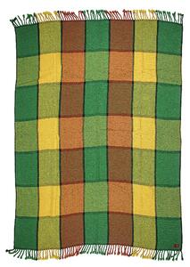 Vlněná deka Perelika XXVII - zelená a žlutá kostka