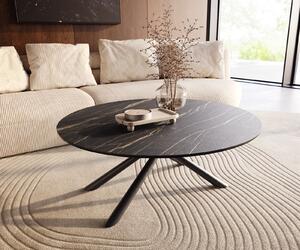 DELIFE Konferenční stolek Edge kulatý 100x100 cm keramika Laminam® Noir Desir hnědá Sarity kov černá