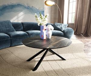 DELIFE Konferenční stolek Edge kulatý 90x90 cm keramika Laminam® Noir Desir hnědá Sarity kov černá