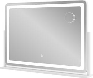 Kosmetické zrcátko COSTWAY s osvětlením, 10x zvětšení, 3 barvy světla a dotykové ovládání, hollywoodské zrcadlo otočné o 360°, 80x55 cm