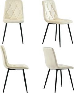 Jídelní židle Fortuna Lai (4 ks), béžová, sada 4 ks čalouněných židlí, designová židle, jídelní židle z keprového sametu, kuchyňská židle s opěrkou, sedák z sametu, kovový rám, kovové nohy