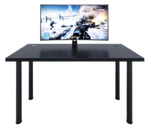 Počítačový herní stůl X1, 135x73-76x65, černá/černé nohy + USB HUB