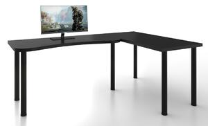 Počítačový rohový stůl L, 200/135x73-76x65, černá, pravý