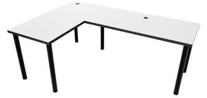 Počítačový rohový stůl N, 160/110x73-76x50, bílá/černé nohy, levý