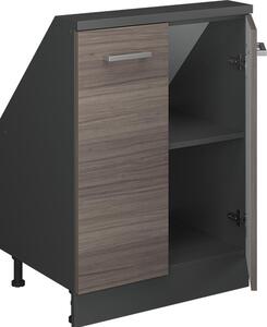 Kuchyňská skříňka pod šikmou střechu Vicco R-Line Ušlechtilá šedá 60 cm se 2 dvířky, Model 58252