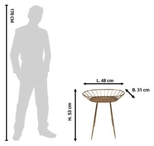 Zlatý antik oválný kovový odkládací stolek - 48*31*53 cm