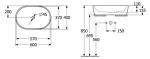 Villeroy & Boch 5A266001 - Umyvadlo na desku ARCHITECTURA 60x40 cm keramika/bílá